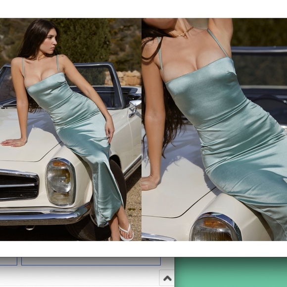 HOUSE OF CB‎ 'Costanza' Light Jade Maxi Dress blue NWOT size L - Picture 14 of 17